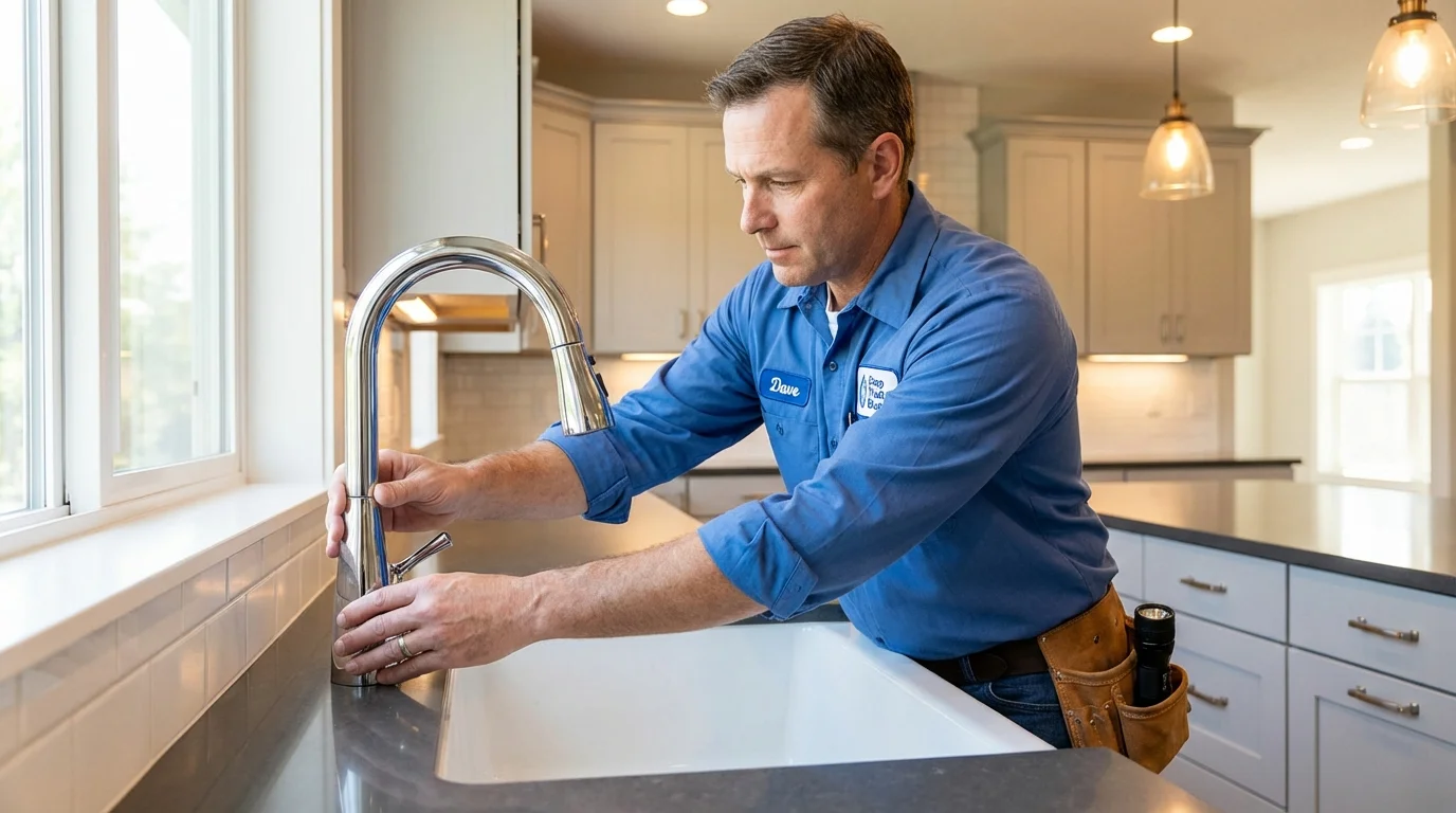Kitchen faucet installation by Johns Plumbing LLC in Wayland